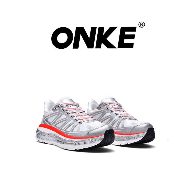 ONKE Hot Running Shock-Absorbing Lightweight Sports Shoes Breathable Silver Anti Slip Thick Sole Comfortable Sneakers For Men And Women GM70