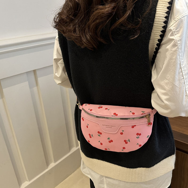 2026 Spring Summer Women's Cherry Print Crossbody Bag Niche Minimalist Premium Texture Chest Sling Bag