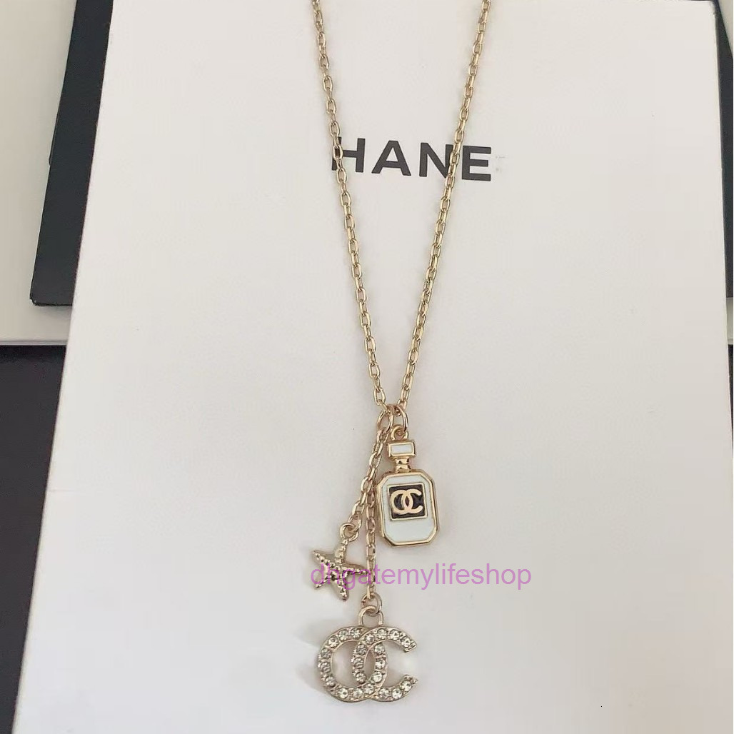 jewelery channels necklace Double C Five-Pointed Star Necklace for Women Fashion Style Perfume Bottle Collarbone Chain vanly cleef