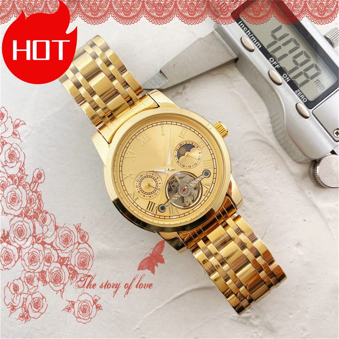 Mens LONGINity MASTER Automatic Movement Tourbillon watch multifunction Wristwatch Designers Men Watches Stainless Steel Wristwatches Montre de luxe #526