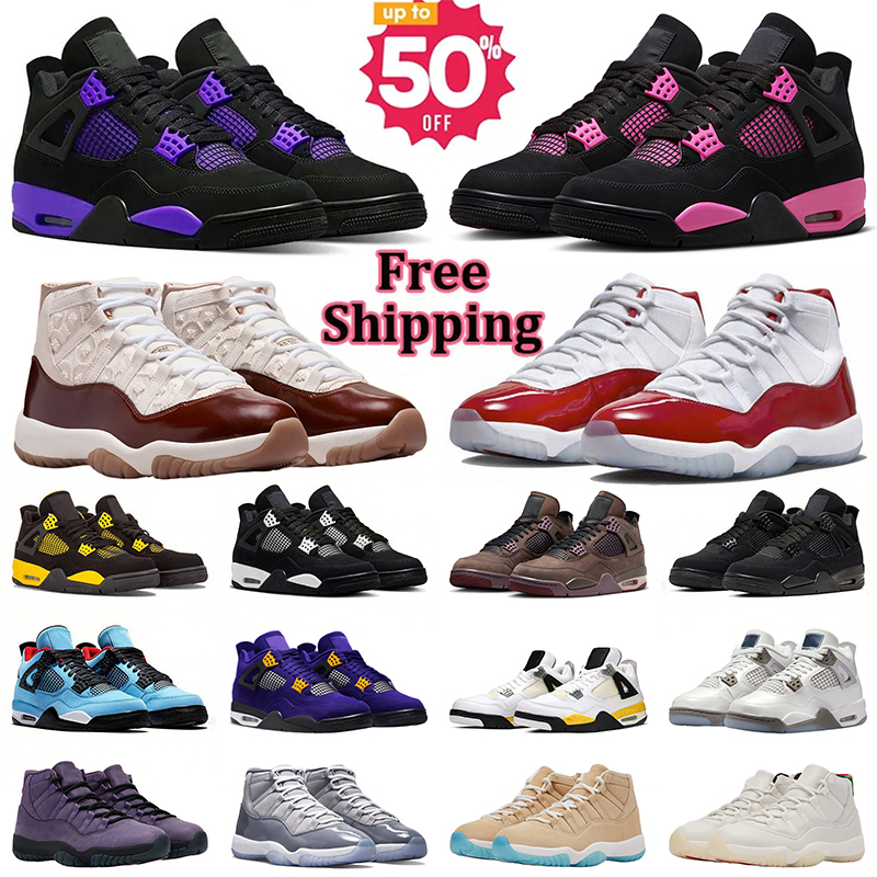 With Box 4 basketball shoes 4s Military Black Cat 11 Bred Sail Red White Cement Yellow Thunder 11s Cool Grey University Blue Pink Mens Women Sneaker Sport Trainer