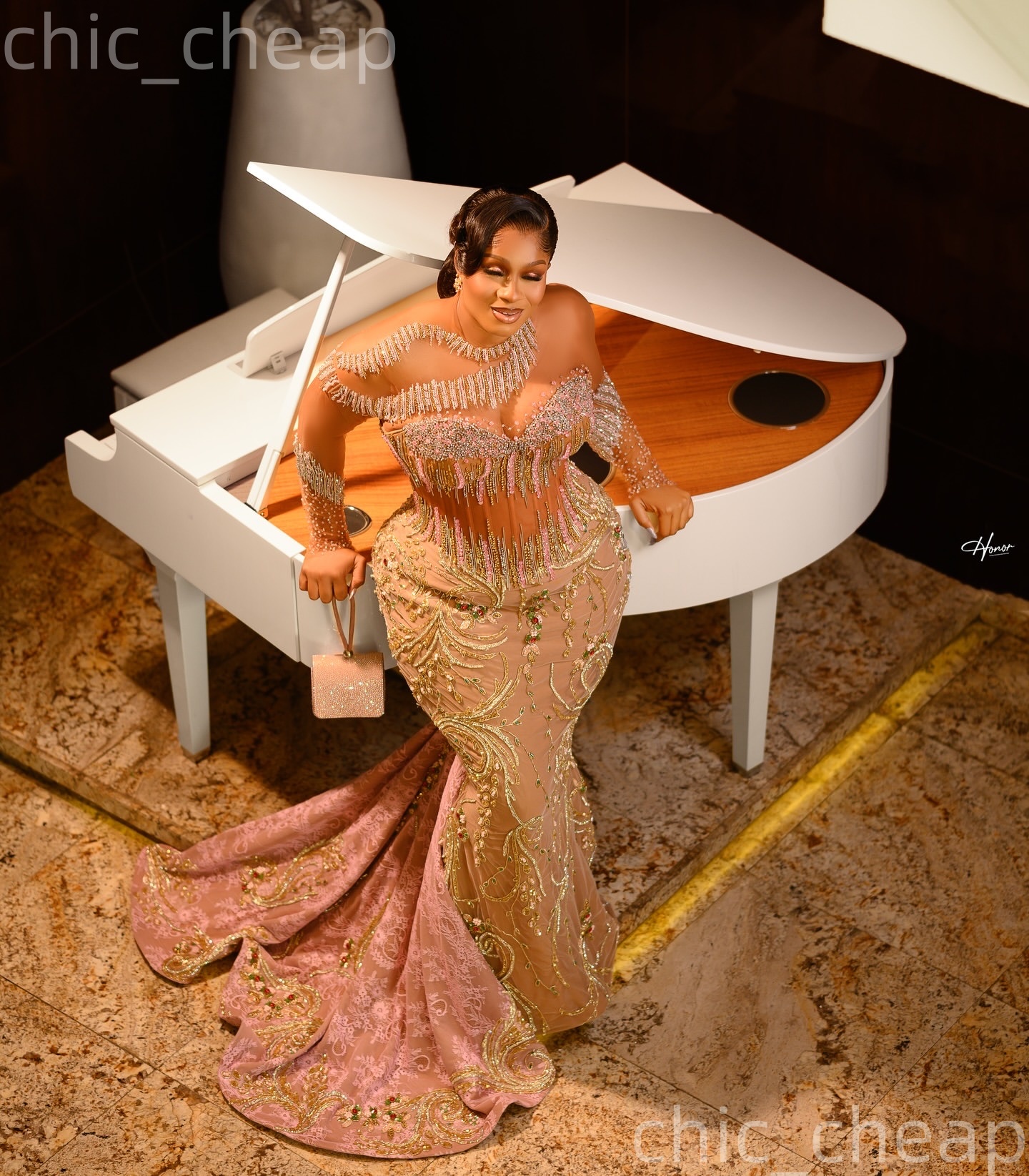 Aso Ebi 2026 Champagne Mermaid Prom Dresses Crystals Lace Beaded Illusion Evening Formal Party Second Birthday Engagement Gowns Dress For Special Occa