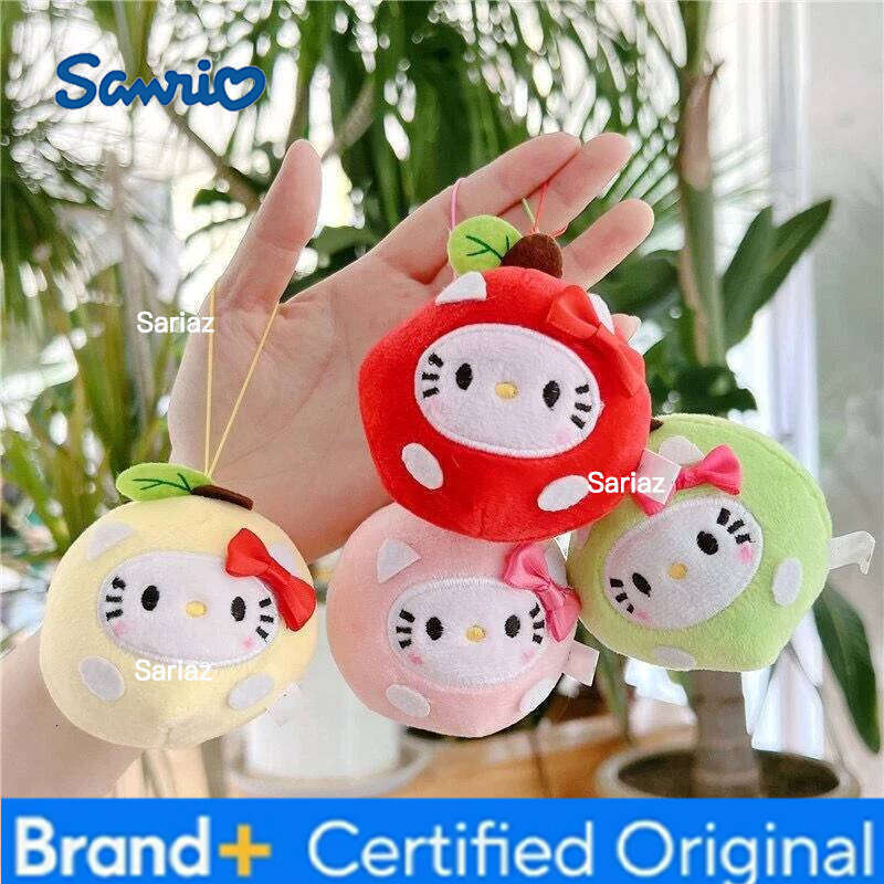 Sanrio New Cute Kitty Keychain 3-Inch Apple Shaped Plush Toy Chain Car Decoration Doll Christmas Birthday Gift H260105