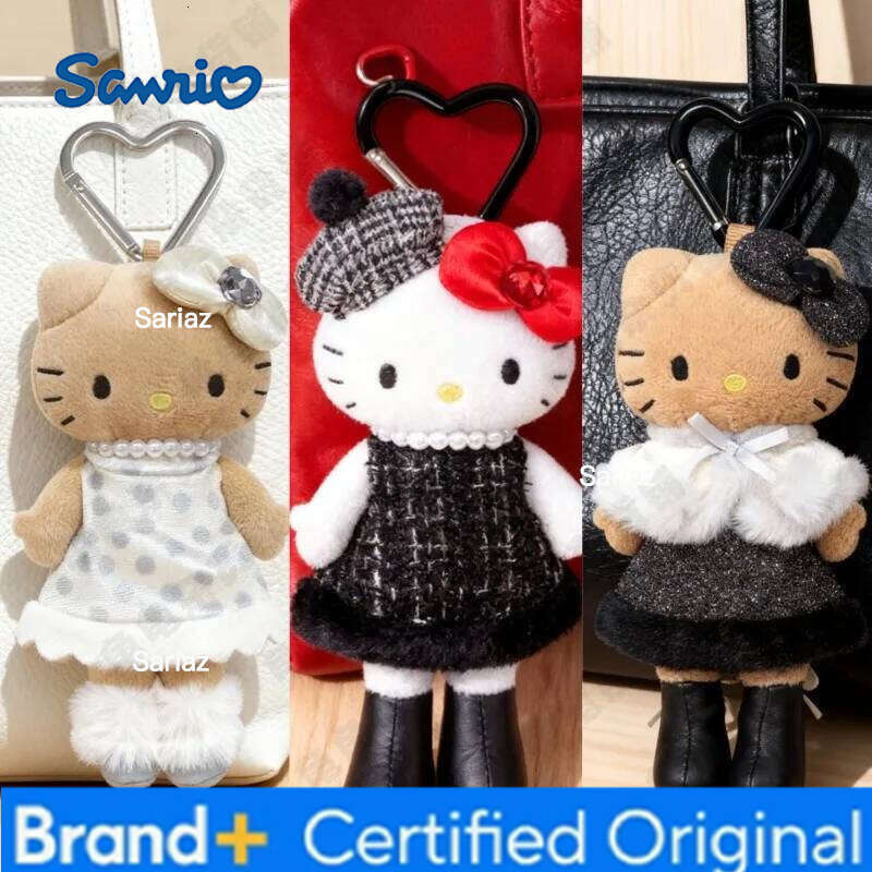 Sanrio NEW Cute Long-legged dark skin lady Plush toy Keychains Winter Wrap Kitty cat Small Pendant Anime Plushie Doll Gift H260105