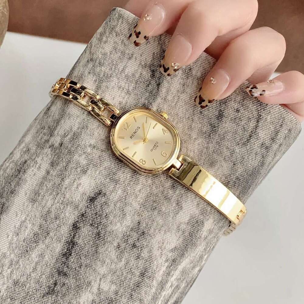 With Box Vintage Design Dainty Women's Half Bracelet Retro gold Quartz Watch Small Dial Ladies' Wristwatch Free gift