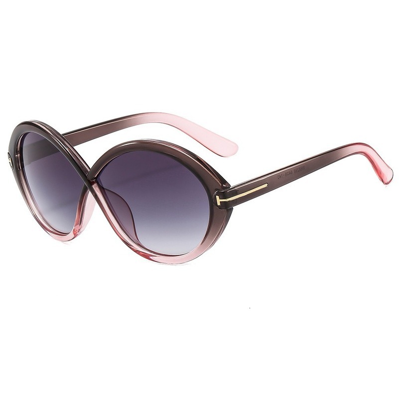 Temu Cross-Border Letter T Oval Large Frame Women's Sunglasses High-End European and American INS Style Internet Celebrity Glasses Men