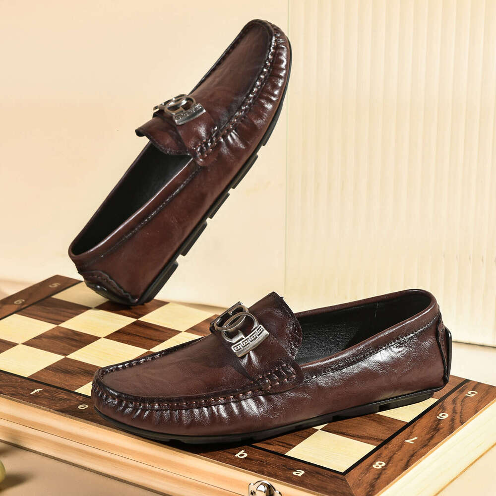 Live Streaming Hot-Selling Loafers Lazy Driving British Style Casual Genuine Leather Cowhide Men's Shoes