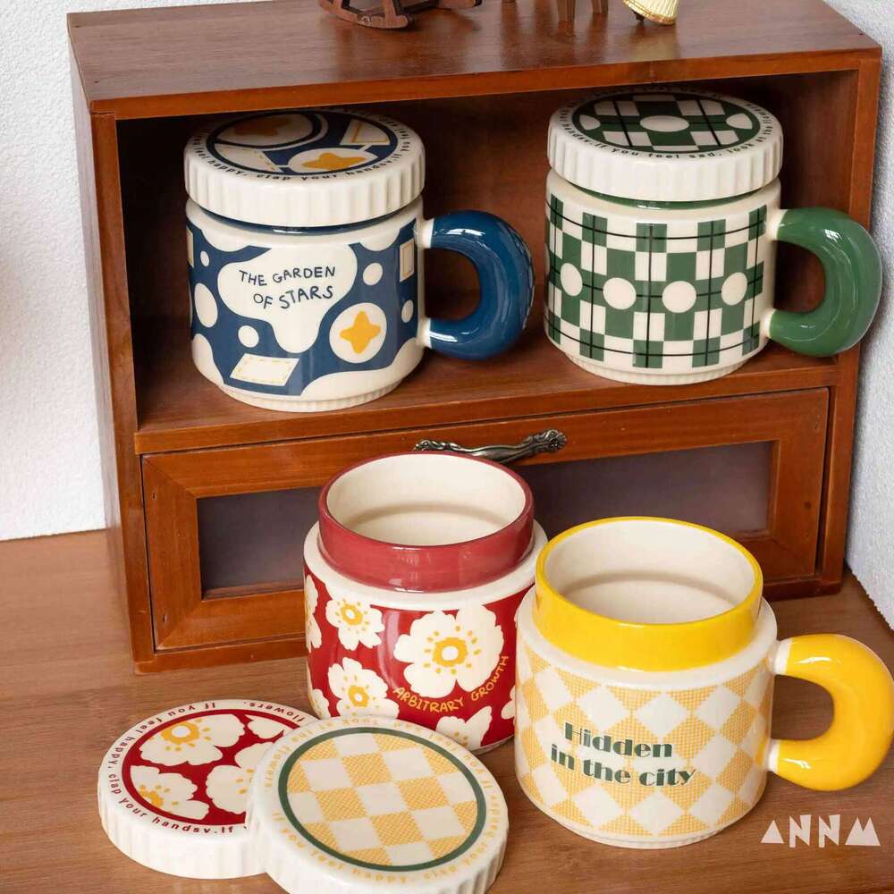 Retro Ceramic Mug 400Ml Floral Coffee Cup Outdoor Water Bottle Alternative For Kitchen Office Dining Tableware Durable Drink Utensil