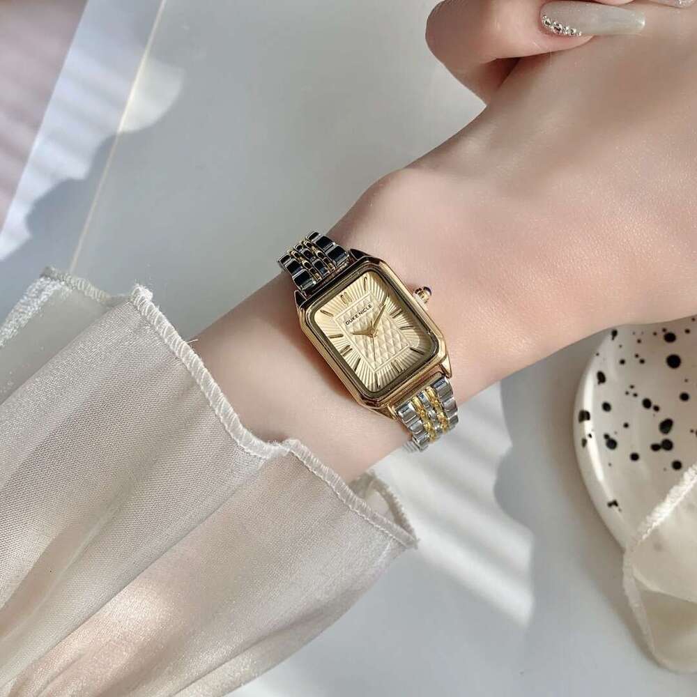 Dainty With Box Square for Women Daily Commute Steel Band Small Gold Watch Quartz Design Wristwatch Vintage Style Free gift