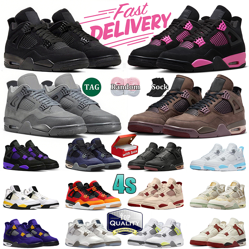 Designer Black Cat 4 Basketball Shoes j4 Dark Mocha Wet Cement Pink Thunder Blue Chill Tour Yellow Comic Fire Red jump mans 4s men women sneakers trainers dhgate