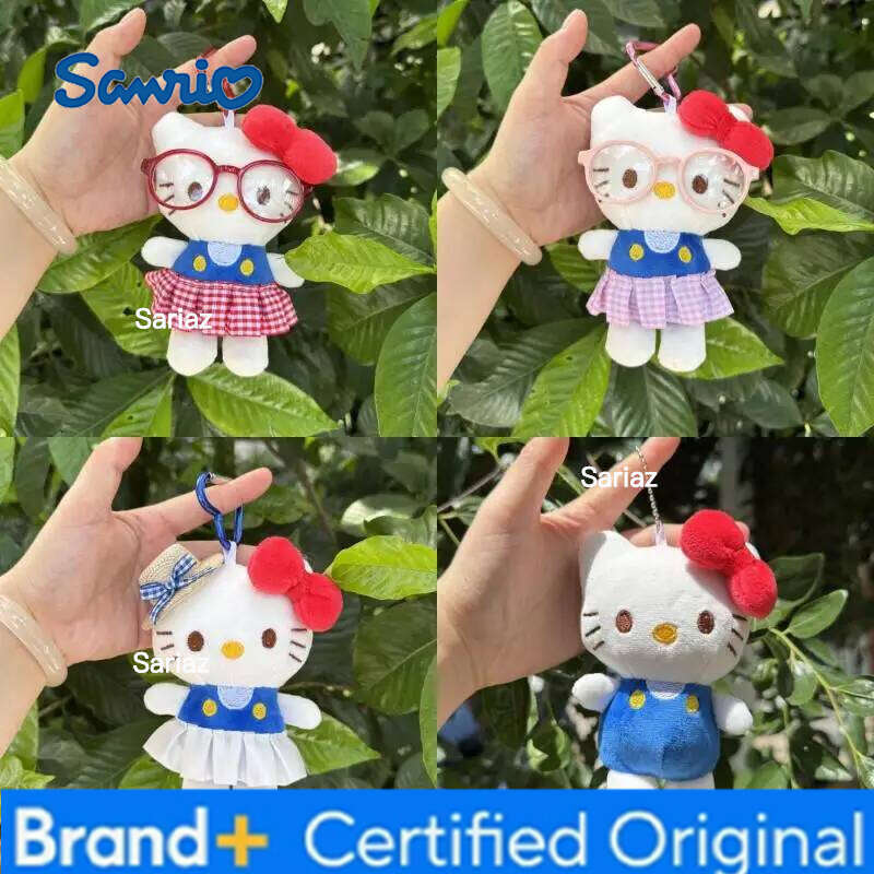 Sanrio Hello Keychain Anime Doll Kawaii Kitty Cat Gourmet Plush Hanging Key Chain Cute Backpack Decoration Accessories Girl Gifts H260105