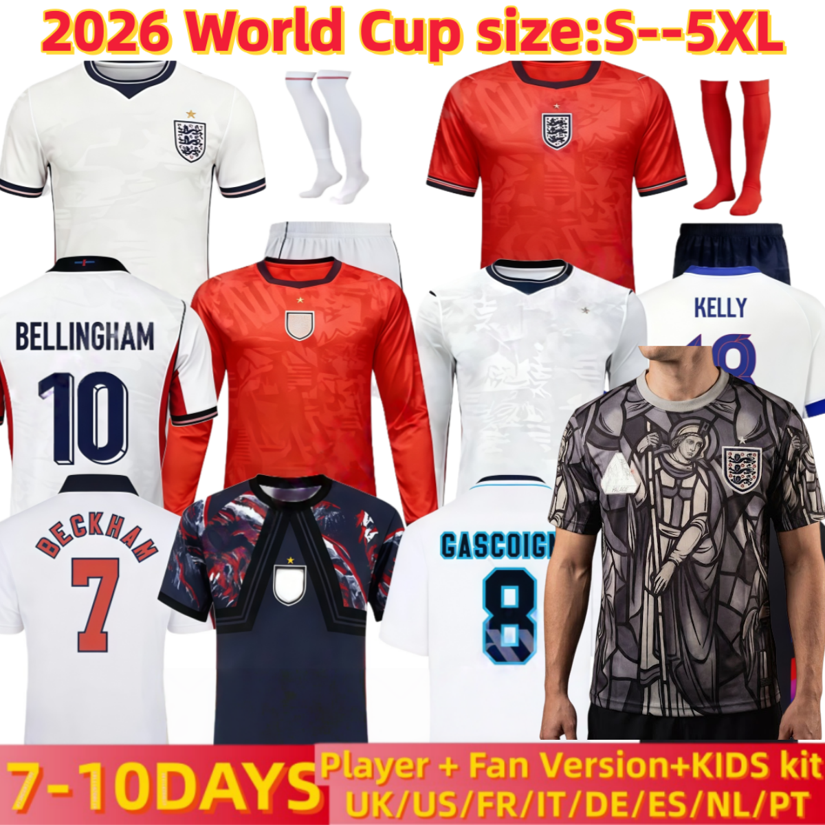 england 26 27 World Cup 2026 Soccer Jerseys retro football tops football shirt BELLINGHAM kits BECKHAM KANE SAKA RICE FODEN National Team Kids Kit maillot de football