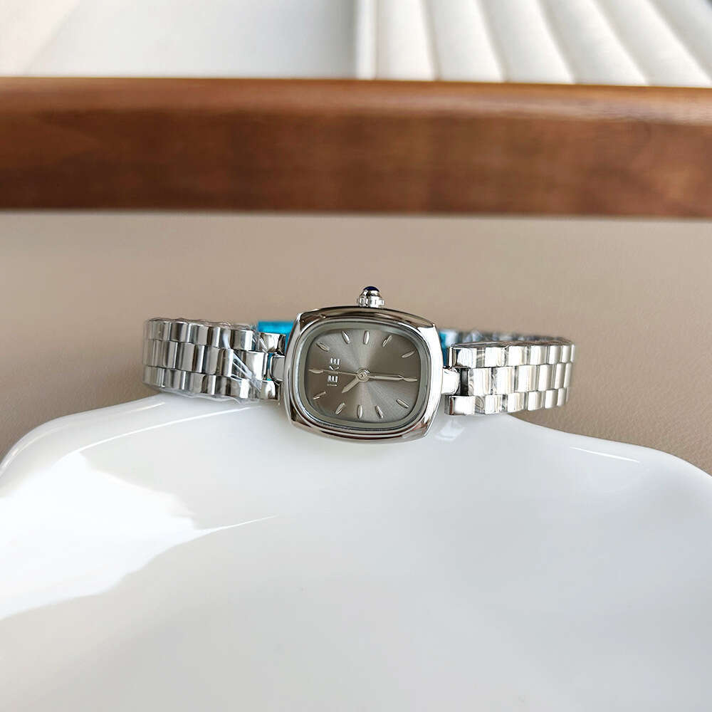 With Box New Steel Strap Women's Cool Silver Gray Design Fashion Small Square Watch Dainty Free gift