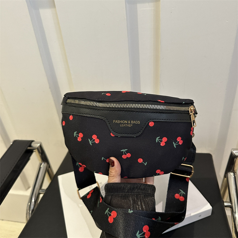 2026 Spring Summer Women's Cherry Print Crossbody Bag Niche Minimalist Premium Texture Chest Sling Bag