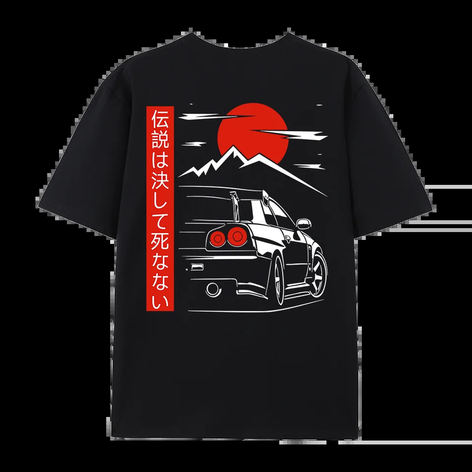 Japanese Style Car JDM Culture GTR Racing T Shirts Male Back Print Street Wear Original n Oversized 100 Cotton Tops Tee 260120