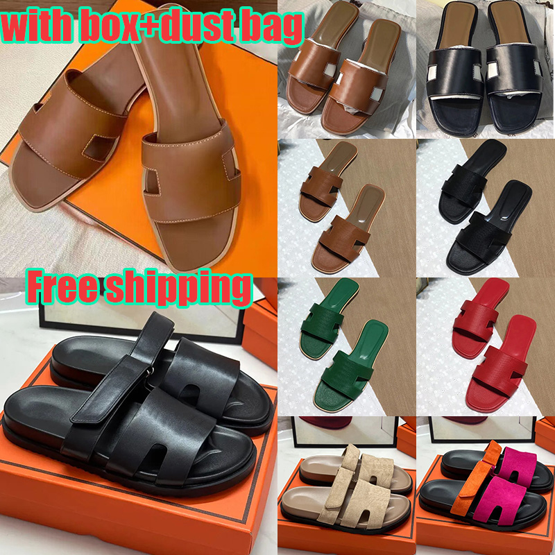 Free shipping with box designer slippers sandals women sandal slides flt mule rubber brown black white pink sandlas ladies outdoor slider size eur 35-43