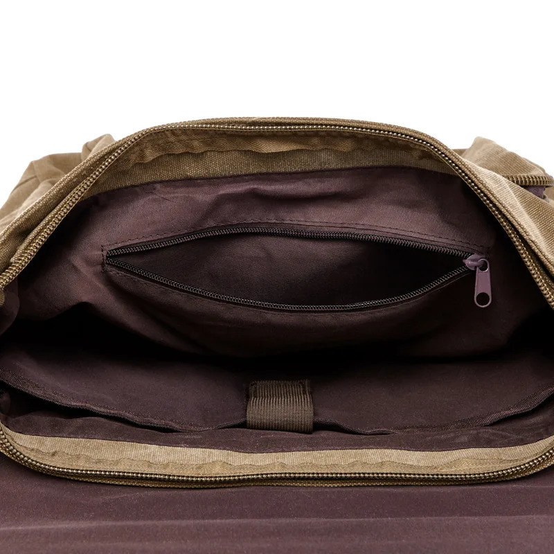 Scione Men Canvas Messager Bags Casual Crossbody Multifunction Handbags Solid Zipper Shouder Single Strap Travel Flap Mens Bag 260121