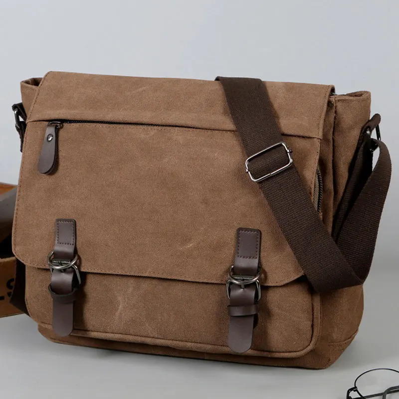 Scione Men Canvas Messager Bags Casual Crossbody Multifunction Handbags Solid Zipper Shouder Single Strap Travel Flap Mens Bag 260121