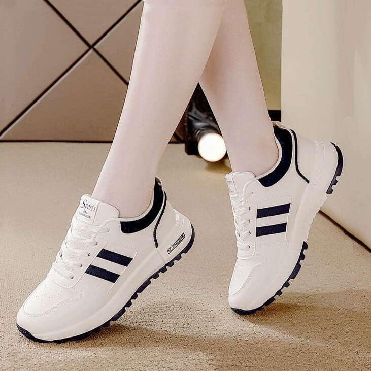 Women's Sneakers Ins Style Leather Versatile 2024 Autumn New Thick Sole Non-Slip Lightweight Popular Forrest Gump Shoes Women