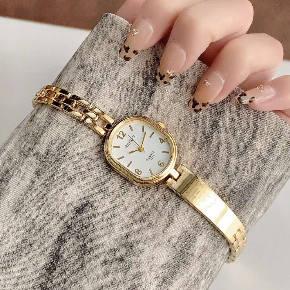 With Box Vintage Design Dainty Women's Half Bracelet Retro gold Quartz Watch Small Dial Ladies' Wristwatch Free gift