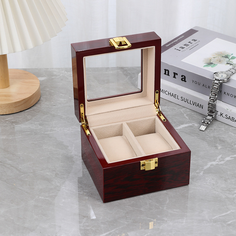 Storage Display Case Automatic Rotation Leather Wood Watch Winder with Pillow Box Black/Brown 250221