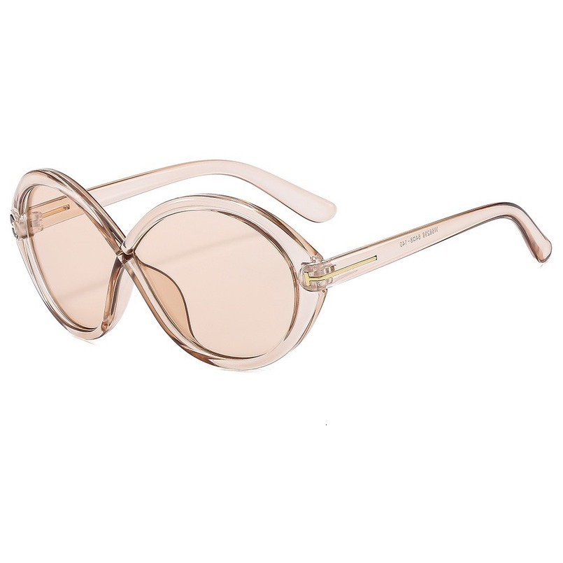 Temu Cross-Border Letter T Oval Large Frame Women's Sunglasses High-End European and American INS Style Internet Celebrity Glasses Men