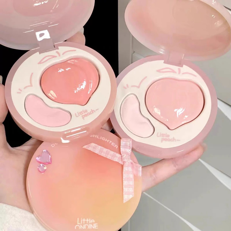 Little Ondine Cosmetics Double Effec Combination High Gloss Powder Blusher Plate Facial Multi-purpose Brighten Makeup 260119