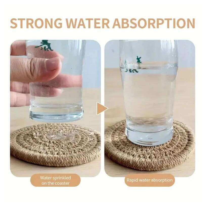 8-Piece Set Absorbent for Drinks, Minimalist Cotton Woven Coffee Table Decor Boho Cute Cup Coasters 26H0122