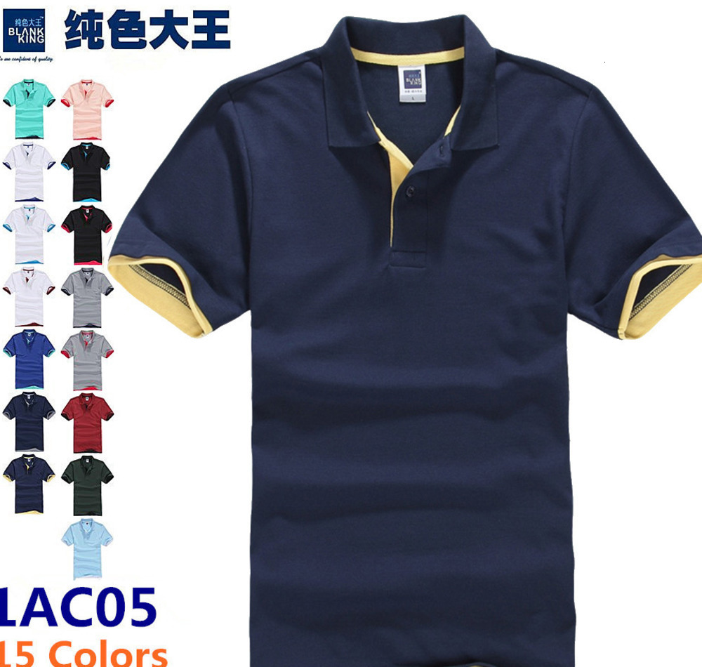 Solid Color King 1AC05 Double Hem Color Block Mens Polo Shirt 195g Unisex Summer Turn-Down Collar Short Sleeve Promotional Shirt