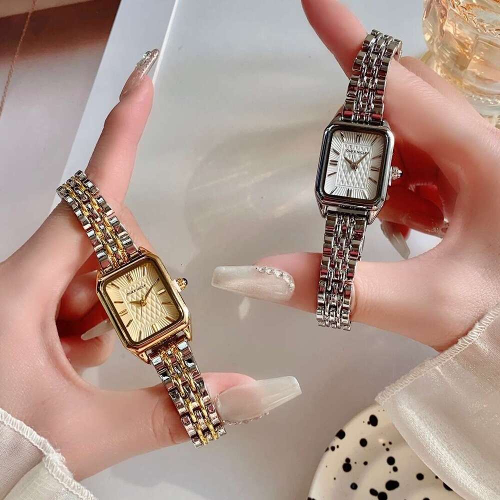 Dainty With Box Square for Women Daily Commute Steel Band Small Gold Watch Quartz Design Wristwatch Vintage Style Free gift