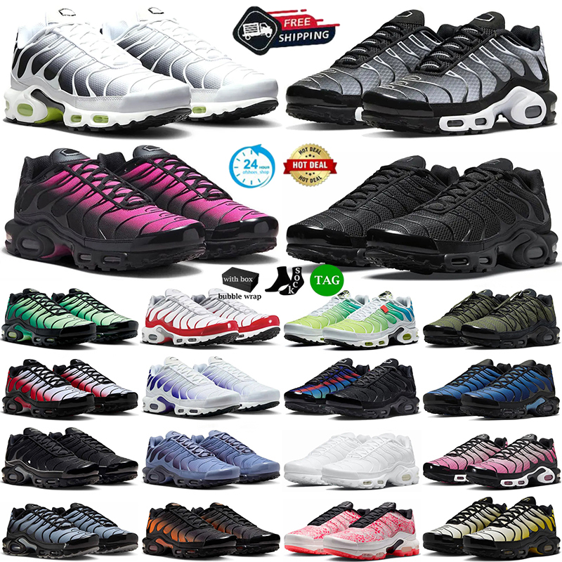 With Box Running Shoes Tnss Men Women Designer Tn Plus Sports Fashion Trainers Triple White Black Sky Blue Midnight Navy Brazil Outdoor Jogging Sneakers chaussures