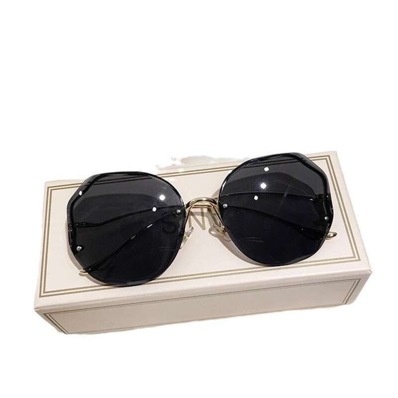 new fashion frameless cut edge for women multishape metal curved temples internet celebrity street style sun protection sunglasses