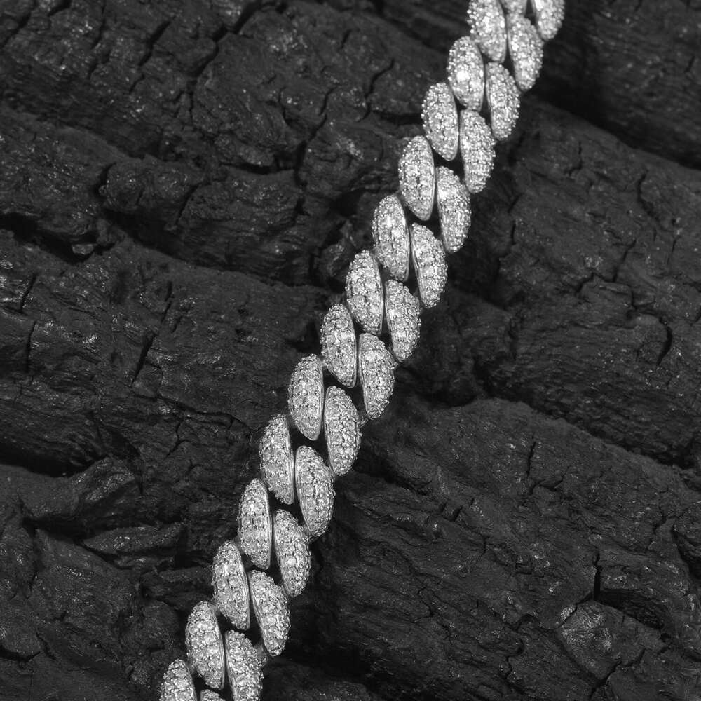 Jewelry bracelets for men fashion trend genuine full diamond cuban chain link wide cuff bangle hiphop street style casual daily wear essential shimmer