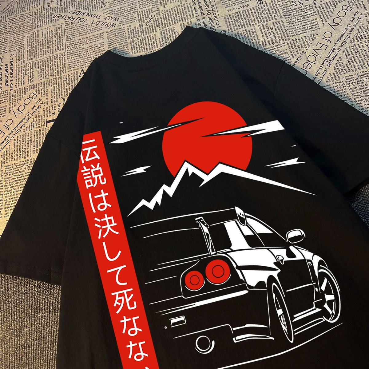 Japanese Style Car JDM Culture GTR Racing T Shirts Male Back Print Street Wear Original n Oversized 100 Cotton Tops Tee 260120