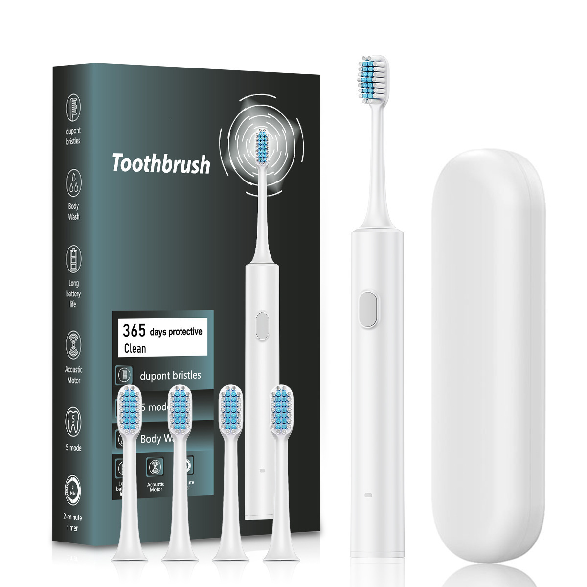Electric Toothbrush with 8 Brush Heads 4 Modes 3 Adjustable Speeds for Adults Rechargeable Toothbrush 250424