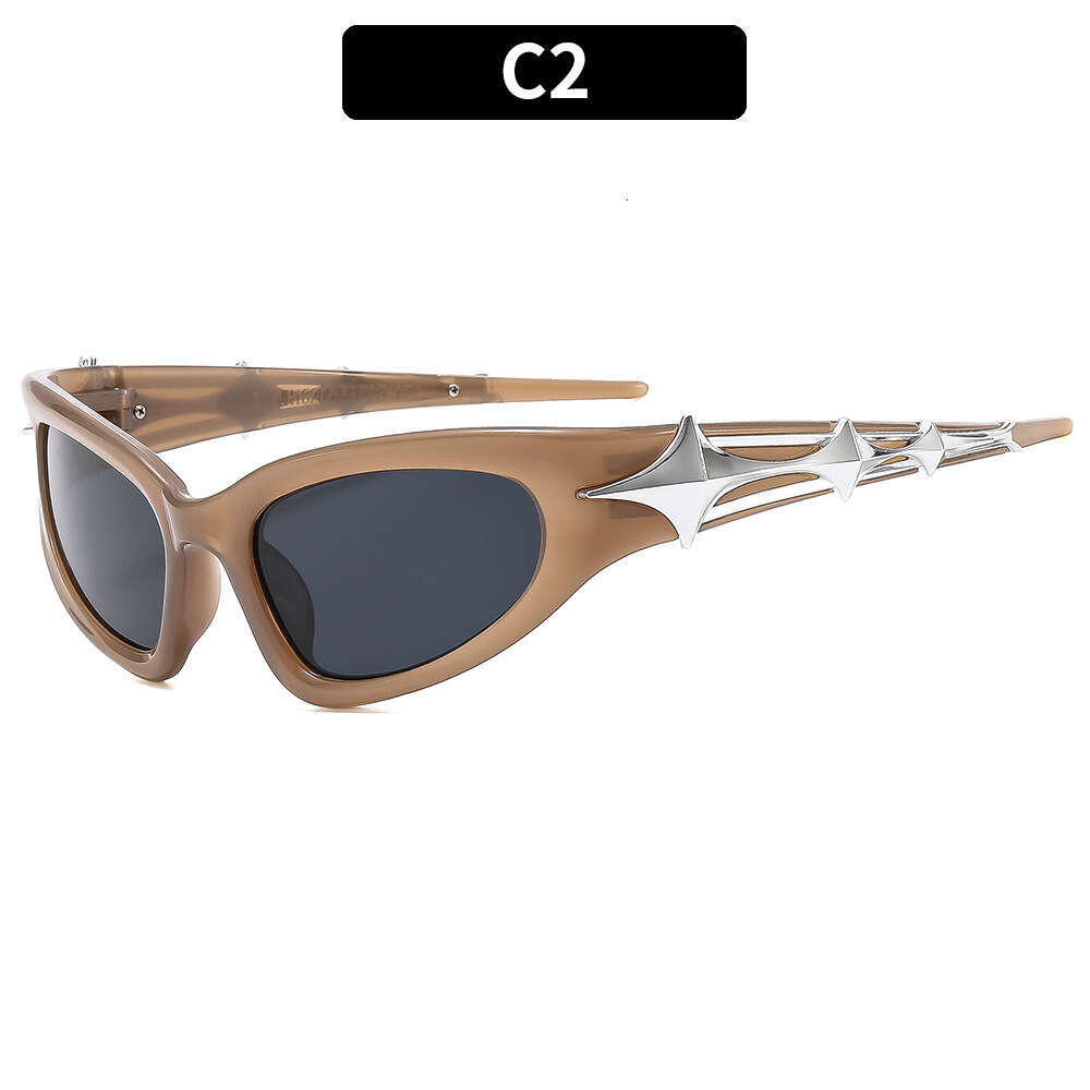 With Design Box 2026 High-End Outdoor UV Protection Cool Future Tech Style Four-Pointed Star Sunglasses Dainty Free gift