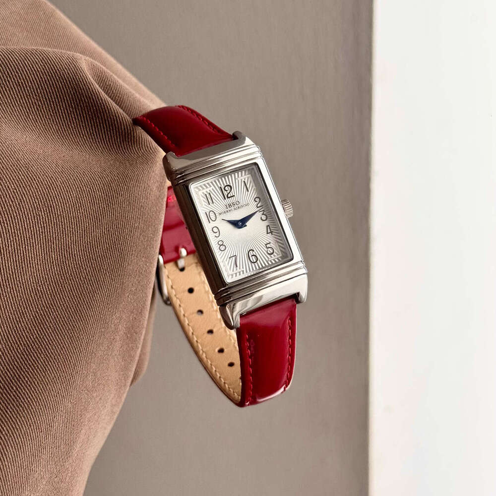 With Box Niche Style Sliding Design Genuine Leather Square Digital Women's Dainty Watch Free gift
