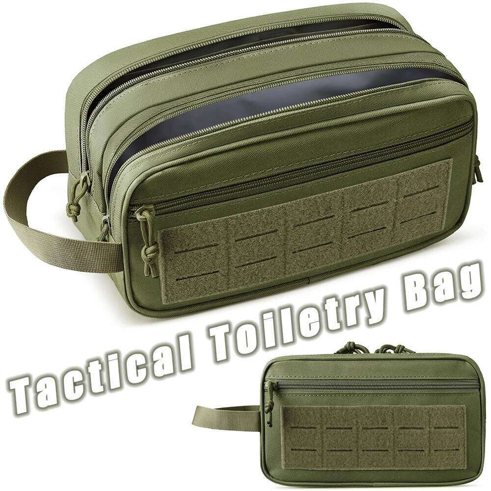 Tactical Toiletry Men - Waterproof Shower Bag with Dry/Wet Compartments MOLLE Hygiene Organizer for Travelling 26Y0122