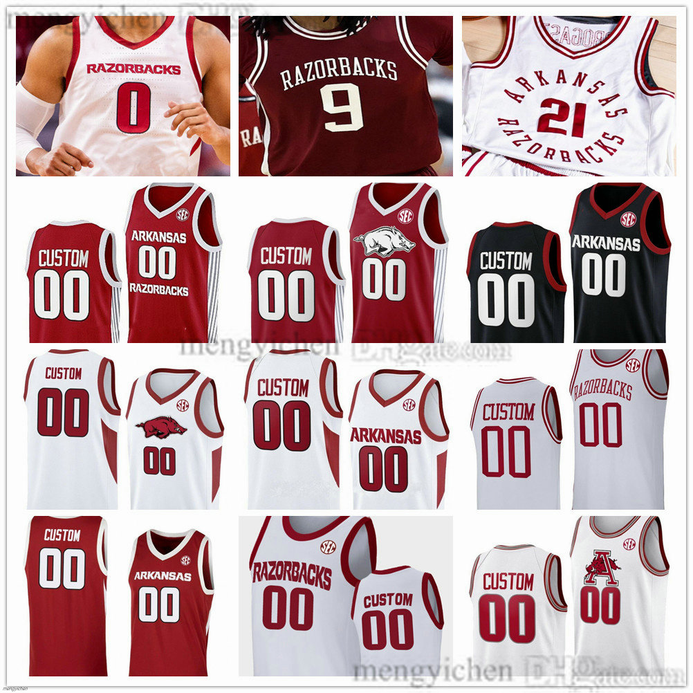 Men's Arkansas College Razorback Basketball Jersey 5 Darius Acuff Jr. 7 Trevon Brazile 1 Meleek Thomas 11 Karter Knox 24 Billy Richmond III 21 D.J. Wagner 12
