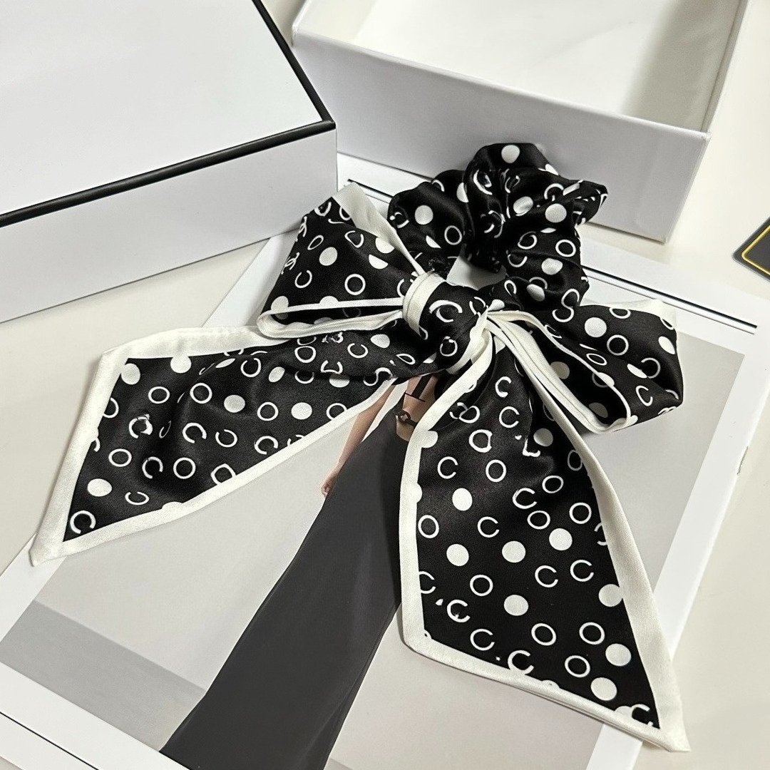 Hair Rubber Bands Black White Camellia LargeHair Rubber Bands Satin Fragrance Temperament Versatile Hair Tie Accessory