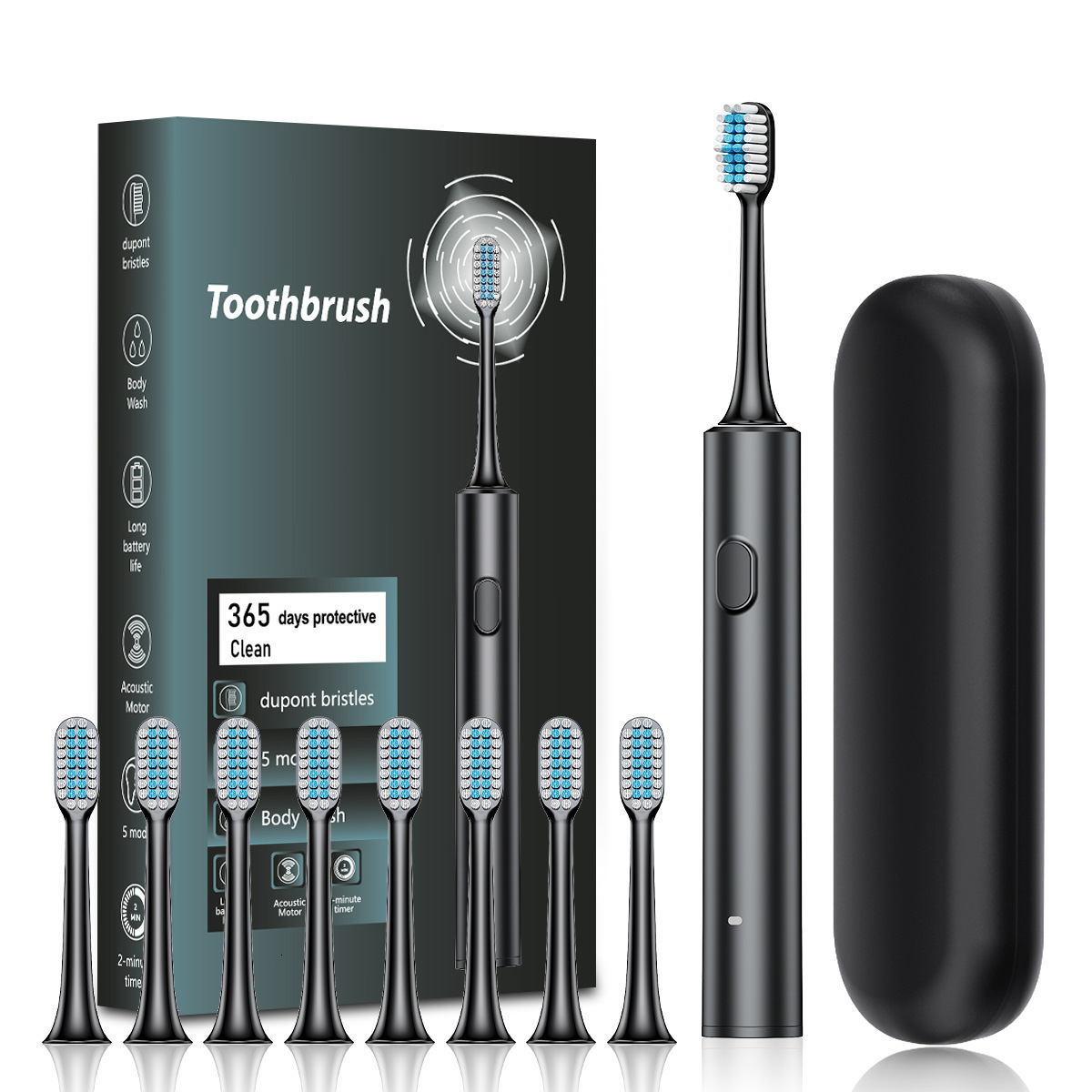 Electric Toothbrush with 8 Brush Heads 4 Modes 3 Adjustable Speeds for Adults Rechargeable Toothbrush 250424