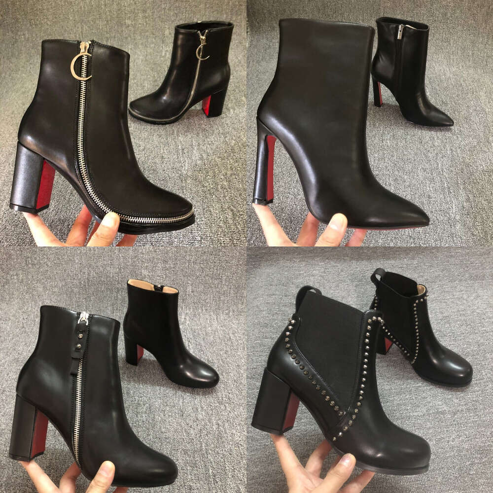 Heels Boots Women Red Shiny Bottom Boots mid-calf boots Stiletto Leather Woman Pumps surface Suede Brown Black Rivet heels designer Boots size 35-43 Free shipping b3