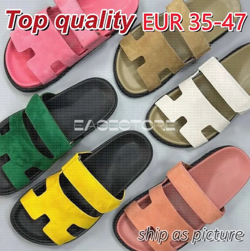 Chypre Sandals MEN WOMEN H O 'Blue Slipper Quality Letter Slippers Vacation leisure Resort Beach flats Leather slippers Chype Season Classic Sandals Size 35-47