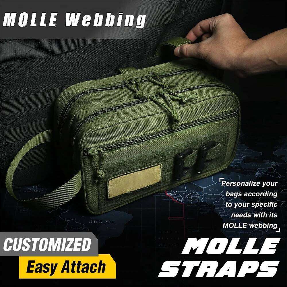 Tactical Toiletry Men - Waterproof Shower Bag with Dry/Wet Compartments MOLLE Hygiene Organizer for Travelling 26Y0122