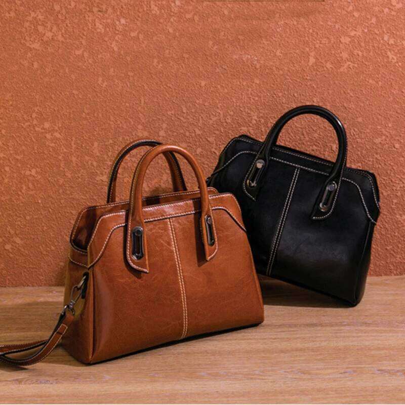 Luxury shoulder bag Hobo leather women's top handle crossbody bag Fashion oil wax cowhide wallet and handbag messenger bag SENYY