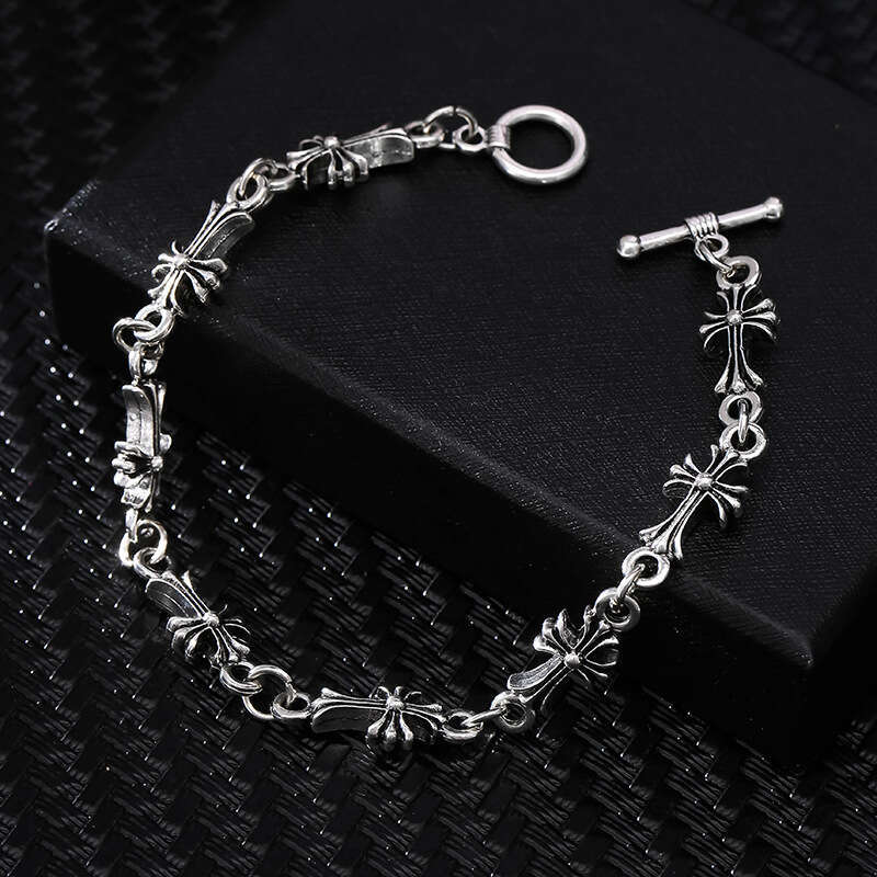 Unisex Punk Gothic Vintage Cross Chain Bracelet K-Pop Inspired Adjustable Trendy Jewelry for Couple Matching & Gift