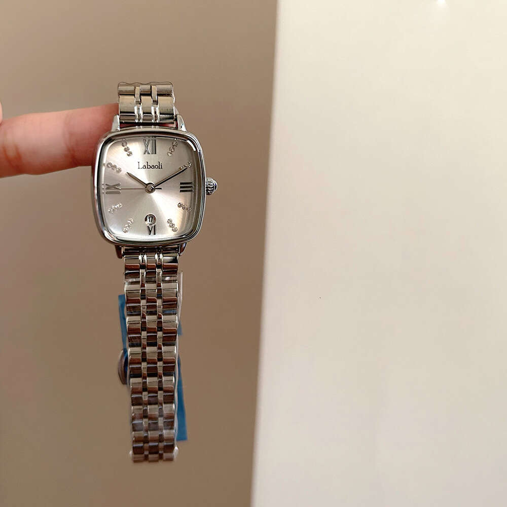 With Box Labaoli New Square Steel Strap Women's Watch with Dainty Calendar for Design Free gift