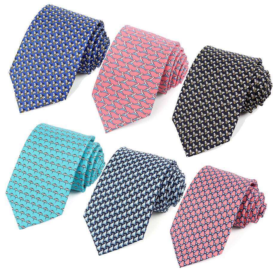 Tailor Smith 100% Silk Ties For Men Fashion Necktie With Bee butterfly sailboat Animal Pattern Tie Father's Day Birthday Holida 26Y0122