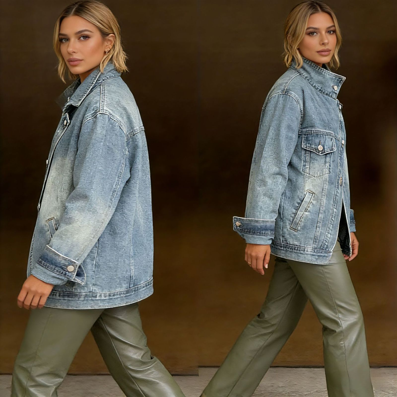 2025 Denim Jacket Irregular Single Pocket Design Womens Loose Coat 240116