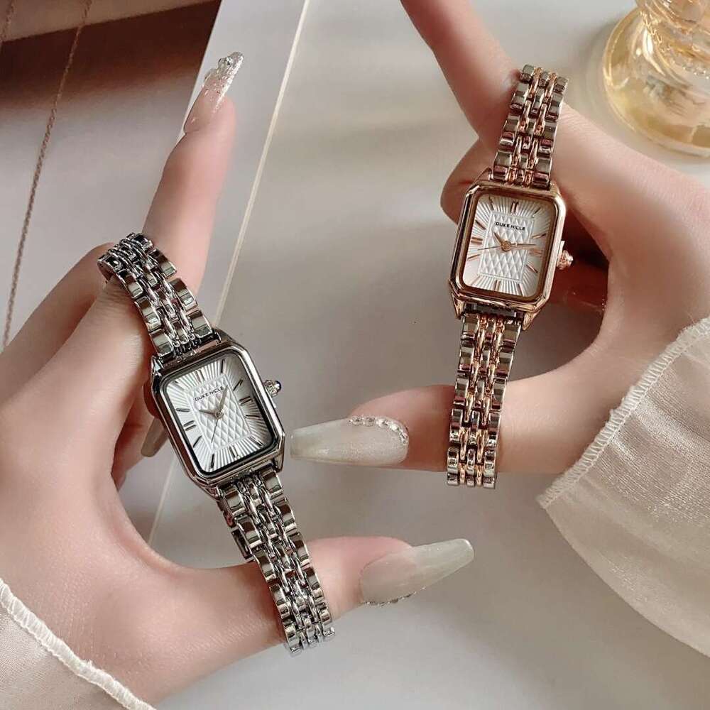 Dainty With Box Square for Women Daily Commute Steel Band Small Gold Watch Quartz Design Wristwatch Vintage Style Free gift